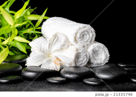 spa concept of white hibiscus flower, bamboo spa concept of white hibiscus flower, bamboo 21335746