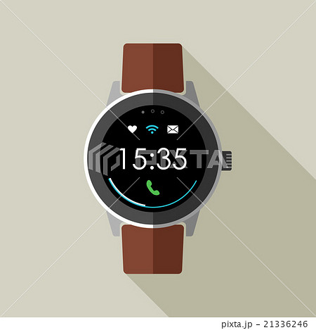 Vintage smart watch design with time and icons 21336246