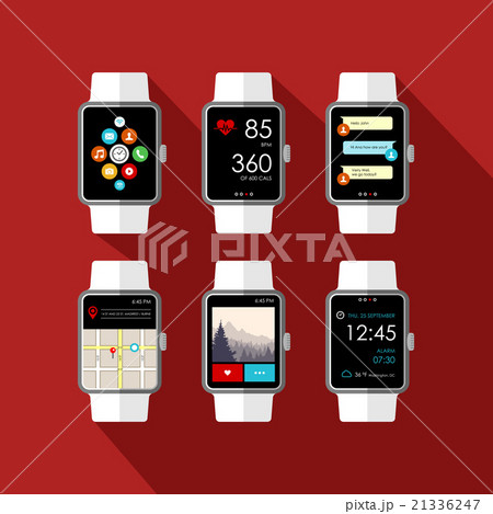 Smart watch illustration set with app and icons 21336247