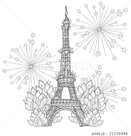 Zentangle stylized Eiffel tower vector doodle.のイラスト素材 [21336998] PIXTA