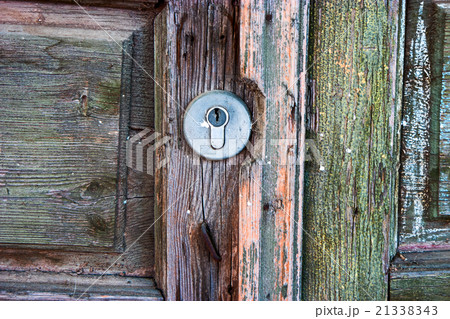 Closeup old furniture,old wooden door used keyhole 21338343