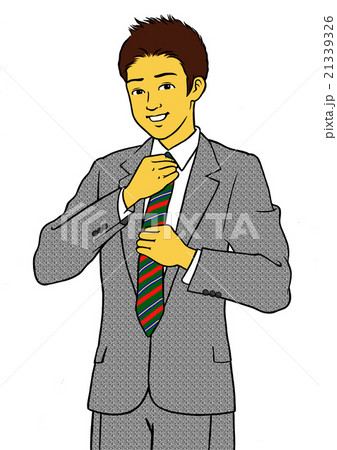 ネクタイをしめる男性のイラスト素材