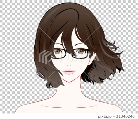 メガネをかけた女性の表情 / ヌード / なびく髪 21340246