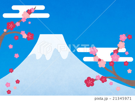 青空の富士山と梅の風景 青空の富士山と梅の風景 21345971