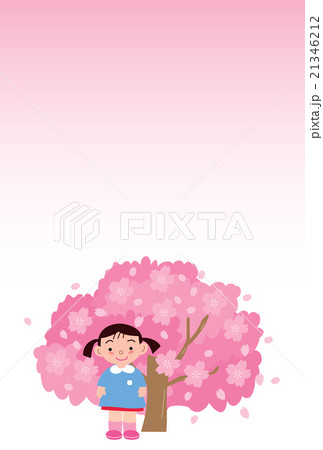 満開の桜と女の子の園児   21346212