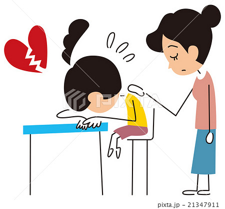 娘の失恋をなぐさめる母親のイラスト素材
