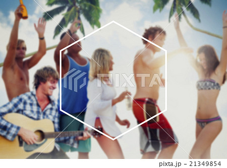Hexagon Frame Holiday Summer Vacation Copy Space Concept 21349854