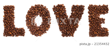 Inscription love of roasted coffee beans isolated 21354432