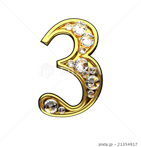 3 isolated golden letters with diamonds on white 3 isolated golden letters with diamonds on white 21354917