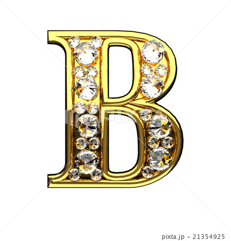 b isolated golden letters with diamonds on white 21354925