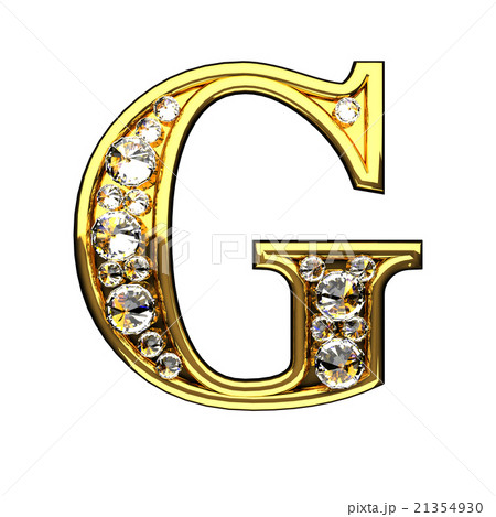 g isolated golden letters with diamonds on white 21354930