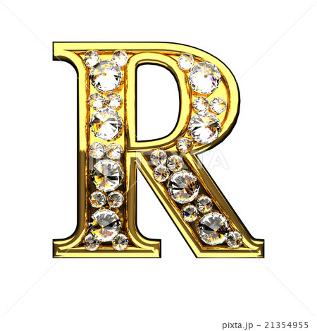 r isolated golden letters with diamonds on white 21354955