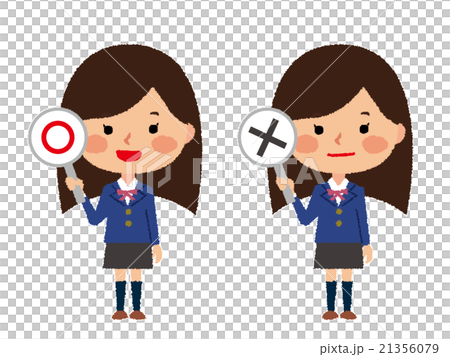 女子高中生○×板PNG白色邊框 21356079