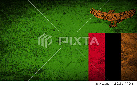 Flag of Zambia with old texture. Vector 21357458