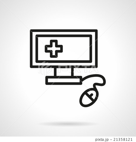 Medical computer black line vector icon 21358121