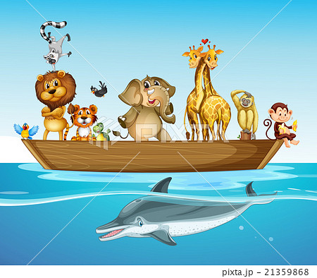 Wild animals on the boat at sea 21359868