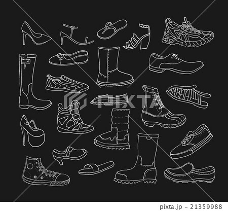 Fashion collection. Different Hand Drawn Shoes. Fashion collection. Different Hand Drawn Shoes. 21359988