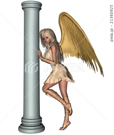 Blonde Angel leaning on a Pillar Blonde Angel leaning on a Pillar 21360925