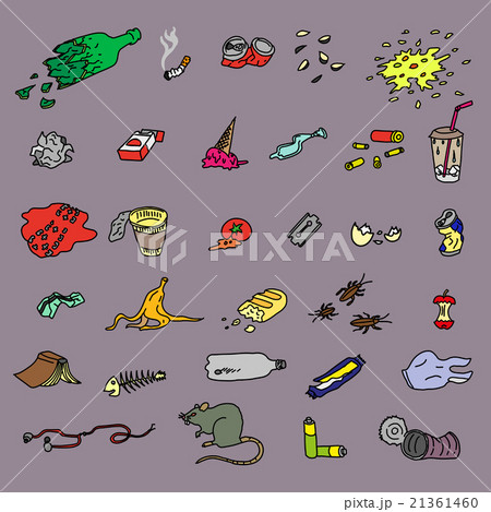 Set of street garbage and waste in doodle style. 21361460