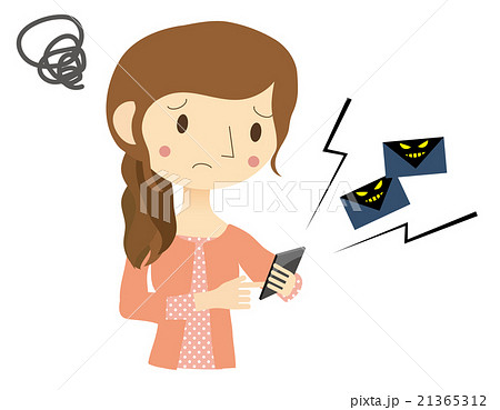 迷惑メールを受信した女性 21365312