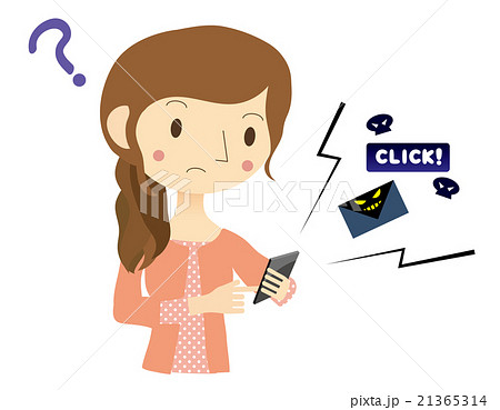 ワンクリック詐欺メールを受信した女性 21365314