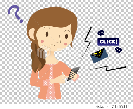 ワンクリック詐欺メールを受信した女性 21365314