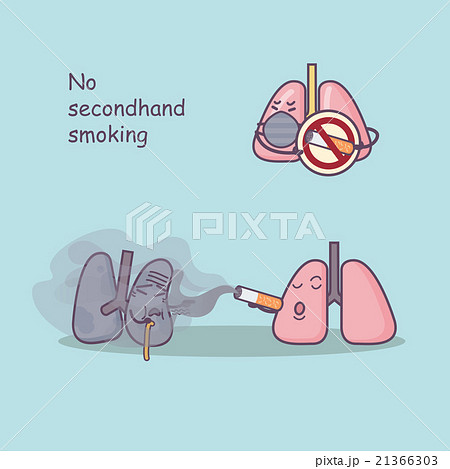 cartoon lung with secondhand smoke 21366303