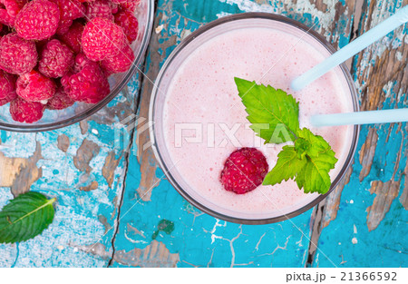 delicious milkshake with fresh ripe raspberries delicious milkshake with fresh ripe raspberries 21366592