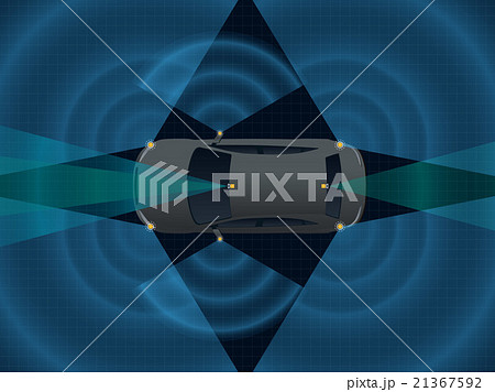 上から見たセーフティカー／自動運転　イメージイラスト 21367592