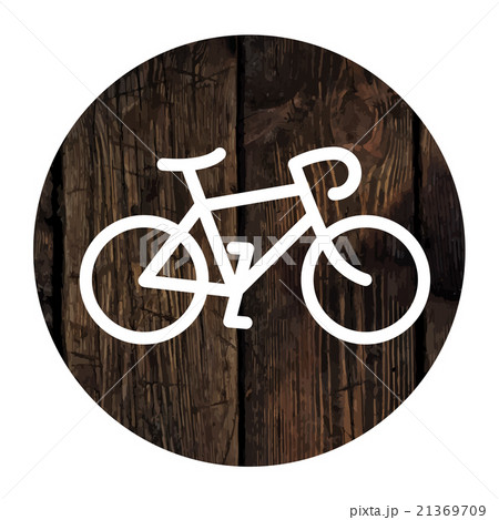 Bicycle minimalistic icon on wooden wall  21369709