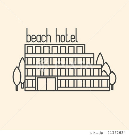 Graphic line art illustration of beach hotel  21372624
