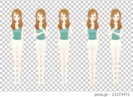女性　全身　イラスト　下着 21373472