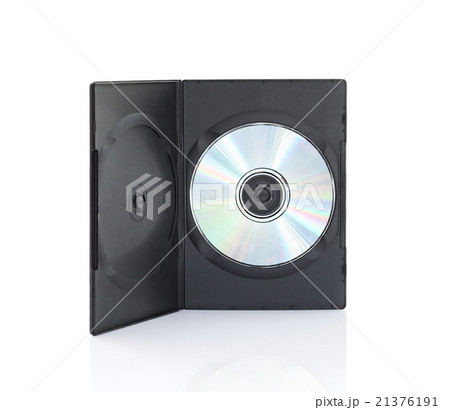 DVD box with disc on white background 21376191