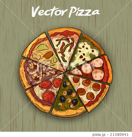 Pizza on a wooden background. Vector Pizza on a wooden background. Vector 21380041