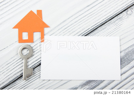Blank business card with house figure. Real Estate 21380164