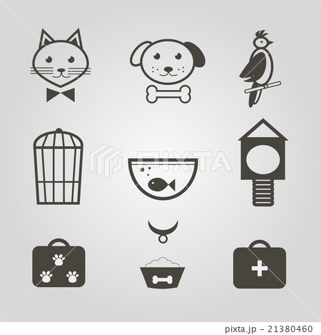Pets icons. Set of pets shop symbols isolated 21380460