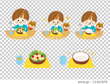 こども　サラダ　食事 21381879
