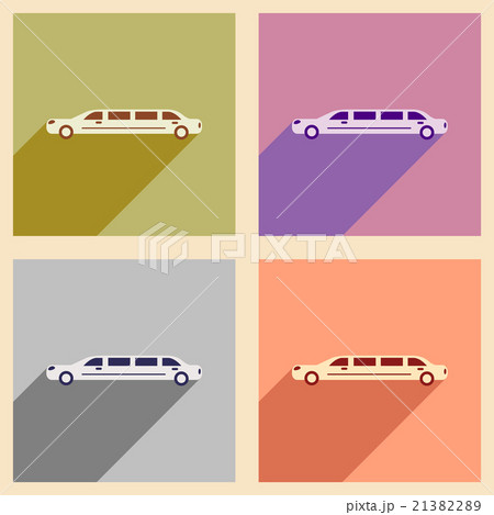 Set of flat web icons with long shadow limousine Set of flat web icons with long shadow limousine 21382289