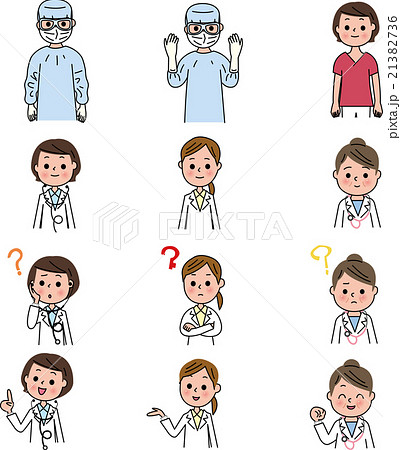 女性　医者　ドクター　手術着セット 21382736