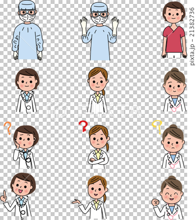 女性　医者　ドクター　手術着セット 21382736