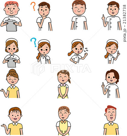 介護士　女性　男性　笑顔セット 21382738