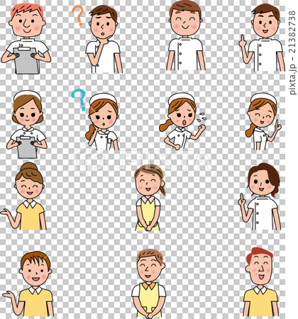 介護士　女性　男性　笑顔セット 21382738