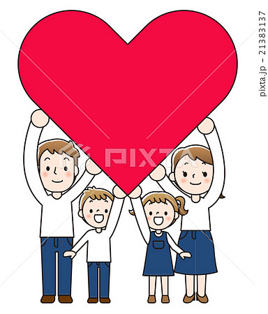 4 people Family - big heart - Stock Illustration [21383137] - PIXTA