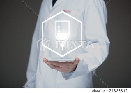 Doctor working on a virtual screen. medical 21383315