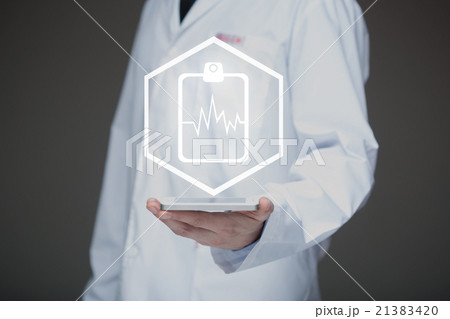 Doctor working on a virtual screen. medical 21383420