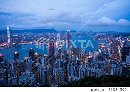 香港　ビクトリアピークから望む100万ドルの夜景 21384596