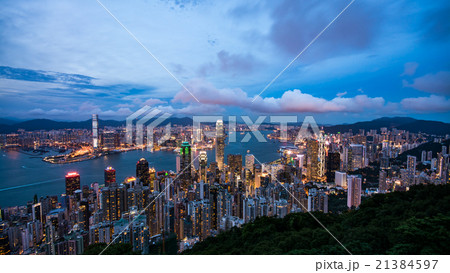 香港　ビクトリアピークから望む100万ドルの夜景 21384597