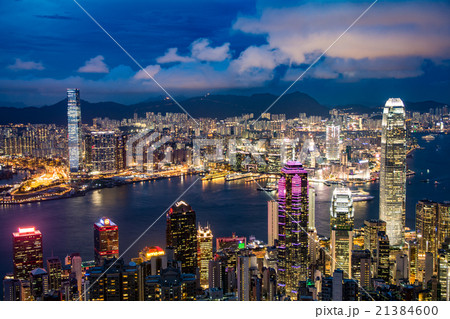 香港　ビクトリアピークから望む100万ドルの夜景 21384600