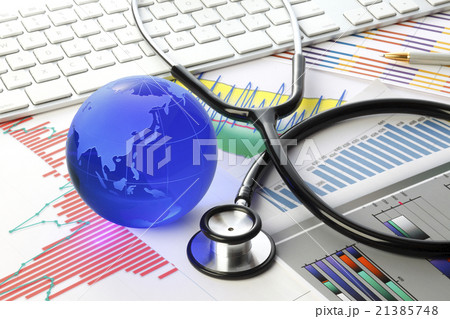 投資診断/グラフ,聴診器,地球,キーボード 21385748