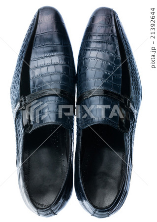 Classic male blue leather shoes isolated on white 21392644